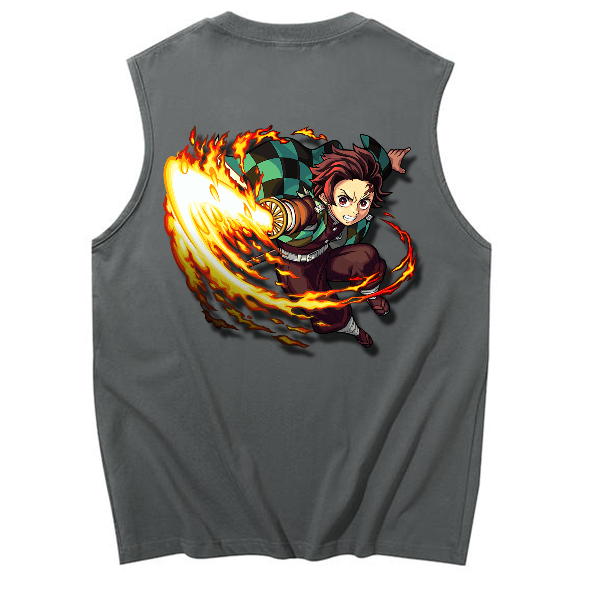 （画像用） 鬼滅の刃 竈門 炭治郎／かまど たんじろう Kamado Tanjirou コットン100％タンクトップ（背面プリント）
